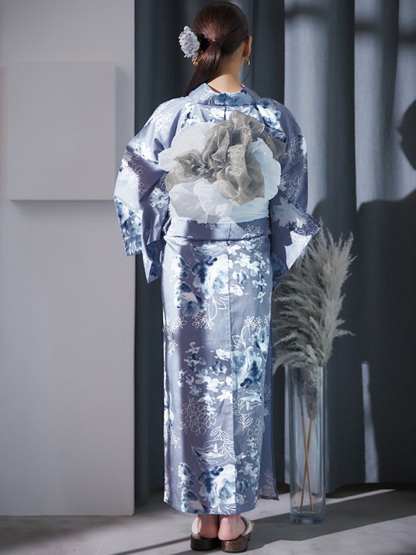 画像18: 【即日発送】グレイ×モードフラワー浴衣  【浴衣３点セット 浴衣/帯/下駄】[YMT] (18)