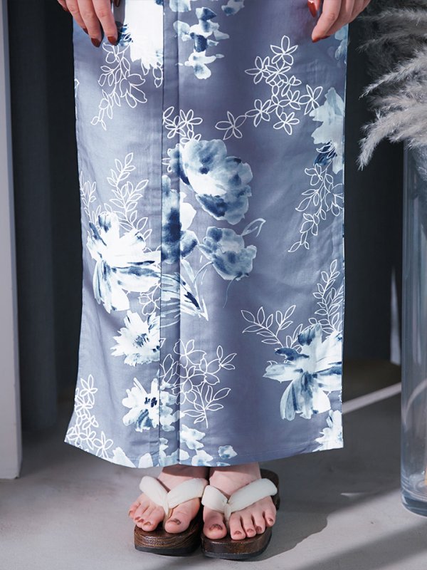 画像20: 【即日発送】グレイ×モードフラワー浴衣  【浴衣３点セット 浴衣/帯/下駄】[YMT] (20)