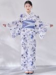 画像4: 【即日発送】水墨ニュアンスフラワー浴衣  【浴衣３点セット 浴衣/帯/下駄】[OF04/HC03] (4)