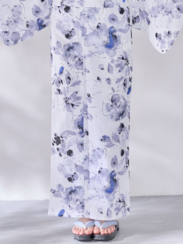 画像20: 【即日発送】水墨ニュアンスフラワー浴衣  【浴衣３点セット 浴衣/帯/下駄】[OF04/HC03] (20)