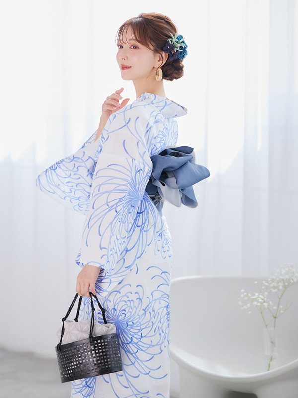 画像12: 【即日発送】白菊月の古典浴衣  【浴衣３点セット 浴衣/帯/下駄】[YMT] (12)