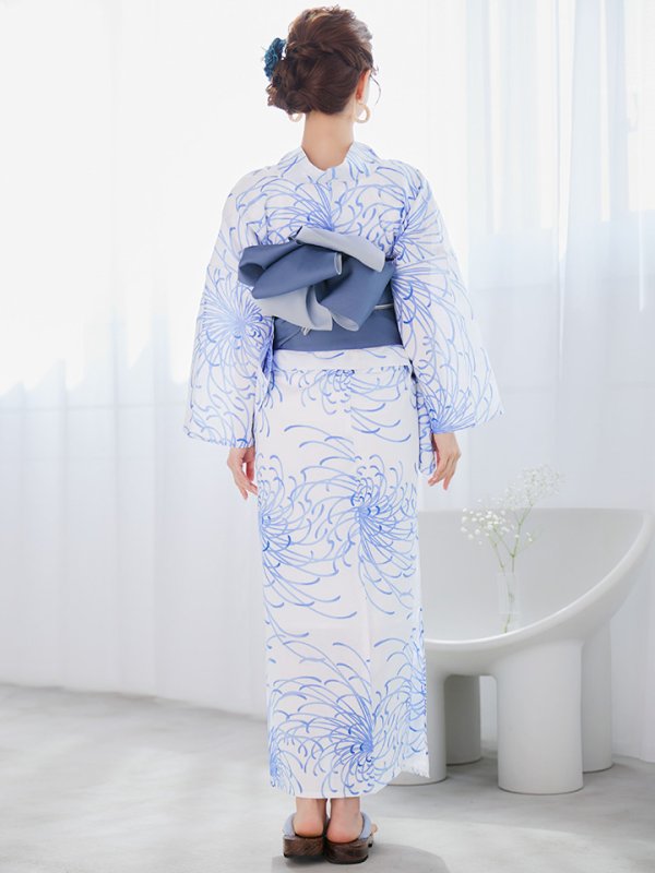 画像14: 【即日発送】白菊月の古典浴衣  【浴衣３点セット 浴衣/帯/下駄】[YMT] (14)