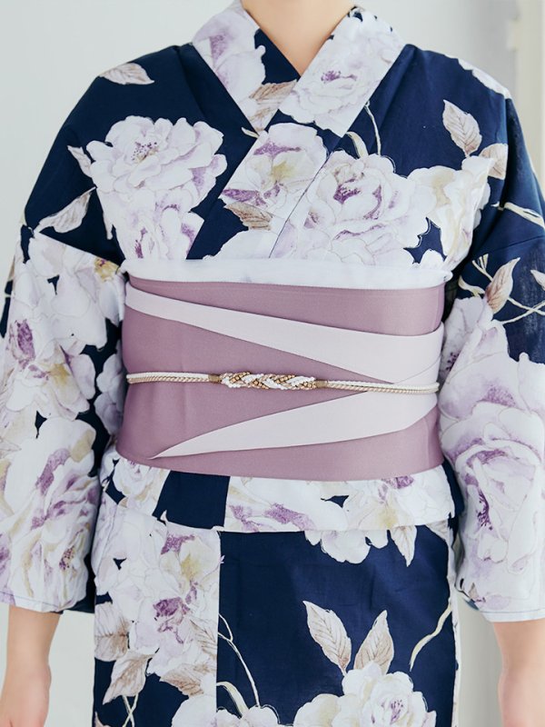 画像17: 【即日発送】濃紺牡丹柄浴衣  【浴衣３点セット 浴衣/帯/下駄】[YMT] (17)