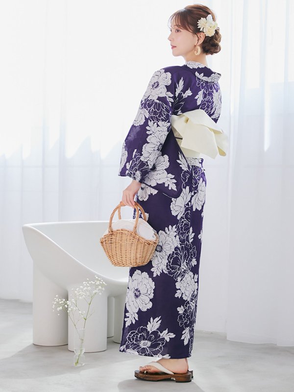 画像11: 【即日発送】スタイリッシュ牡丹モダン浴衣  【浴衣３点セット 浴衣/帯/下駄】[YMT] (11)