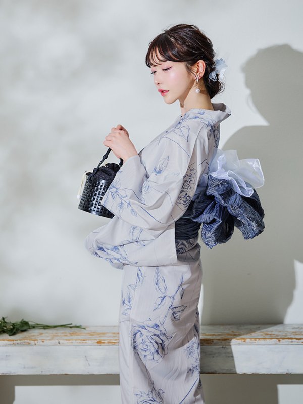 画像10: 【即日発送】【Riuコラボ】ブルーローズ浴衣  【浴衣３点セット 浴衣/帯/下駄】[YMT] (10)