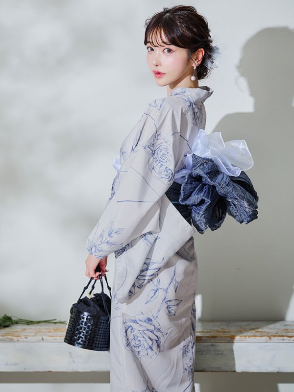 画像11: 【即日発送】【Riuコラボ】ブルーローズ浴衣  【浴衣３点セット 浴衣/帯/下駄】[YMT] (11)