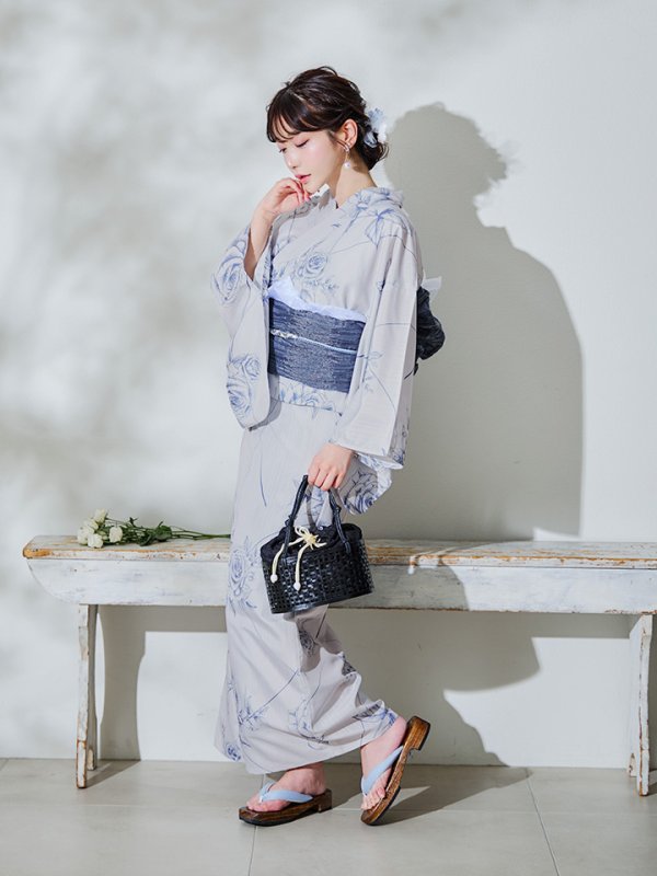 画像13: 【即日発送】【Riuコラボ】ブルーローズ浴衣  【浴衣３点セット 浴衣/帯/下駄】[YMT] (13)