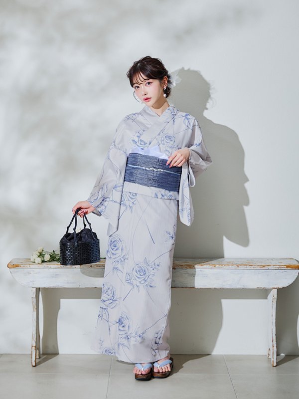 画像14: 【即日発送】【Riuコラボ】ブルーローズ浴衣  【浴衣３点セット 浴衣/帯/下駄】[YMT] (14)