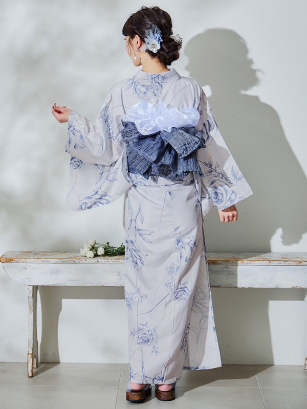 画像15: 【即日発送】【Riuコラボ】ブルーローズ浴衣  【浴衣３点セット 浴衣/帯/下駄】[YMT] (15)