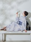 画像3: 【Riuコラボ】【予約 / 6月下旬発送予定】ブルーローズ浴衣 OBI-lame-400-kj-8-NV / HIMO-900-yn-2-DusBL  / HEKO-800-sb-5-WH / YA-1001-kj-BL / YA-1078-wk-BLGY / GETA-01-kj-2-BL [y/YMT] (3)