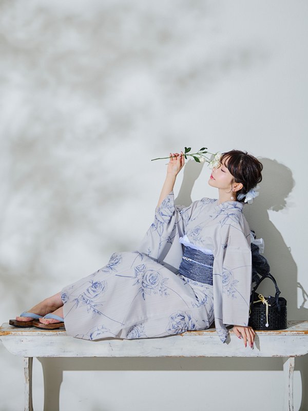 画像7: 【即日発送】【Riuコラボ】ブルーローズ浴衣  【浴衣３点セット 浴衣/帯/下駄】[YMT] (7)