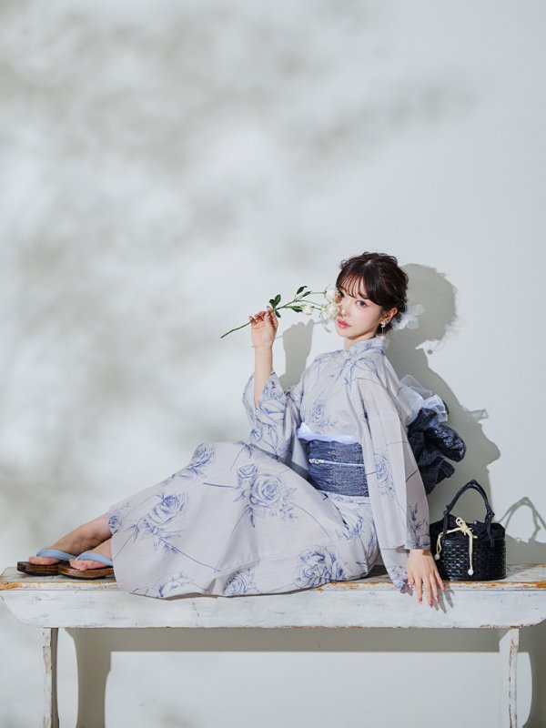 画像8: 【即日発送】【Riuコラボ】ブルーローズ浴衣  【浴衣３点セット 浴衣/帯/下駄】[YMT] (8)