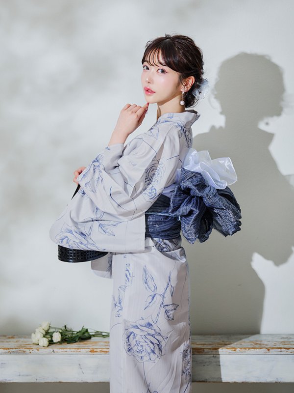 画像9: 【即日発送】【Riuコラボ】ブルーローズ浴衣  【浴衣３点セット 浴衣/帯/下駄】[YMT] (9)