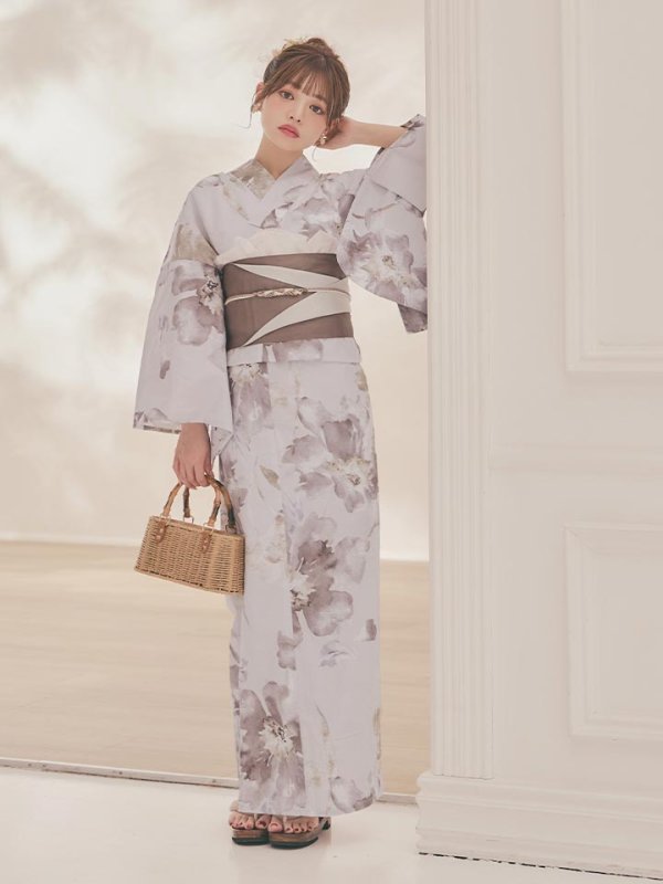 画像6: 【即日発送】ブラウンアンティークフラワー浴衣【浴衣３点セット 浴衣/帯/下駄】[OF04] (6)