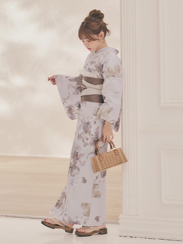 画像9: 【即日発送】ブラウンアンティークフラワー浴衣【浴衣３点セット 浴衣/帯/下駄】[OF04] (9)