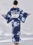 画像10: 送料無料！ネイビーリリーフラワー浴衣【浴衣３点セット 浴衣/帯/下駄】[OF04]【予約 / 5月下旬発送予定】 (10)