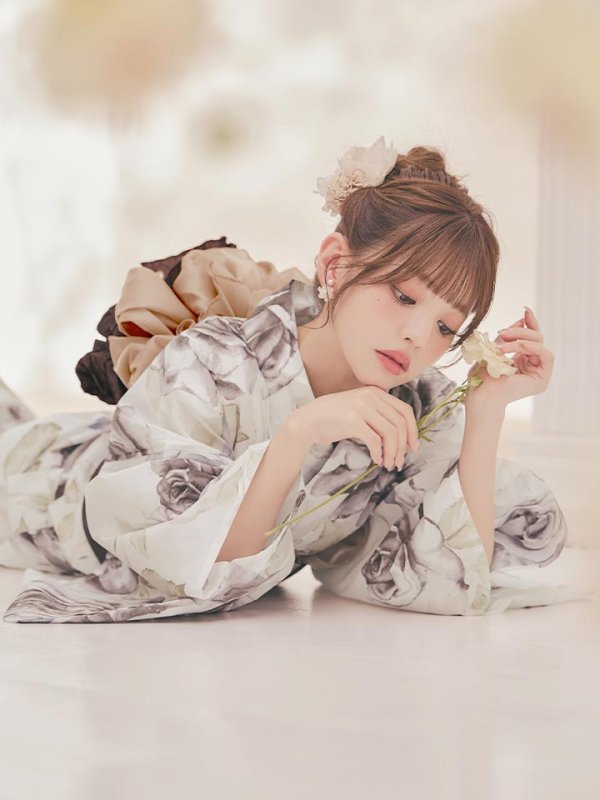 画像5: 送料無料！エクリュアンティークローズ浴衣【浴衣３点セット 浴衣/帯/下駄】[OF04]【予約 / 4月上旬発送予定】 (5)