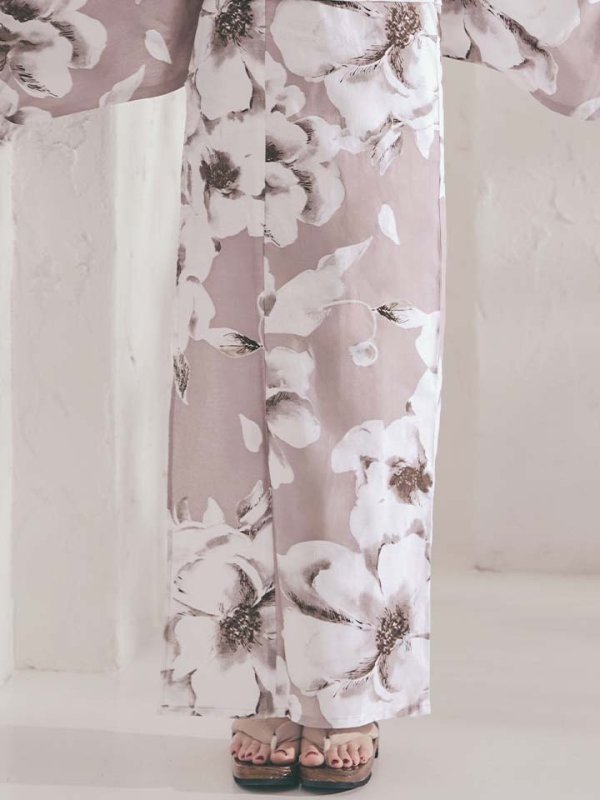 画像16: 【即日発送】モカブラウンアンティークブーケ浴衣【浴衣３点セット 浴衣/帯/下駄】[OF04] (16)