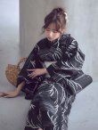 画像5: 【即日発送】モノトーン和柄柳浴衣【浴衣３点セット 浴衣/帯/下駄】[OF04] (5)