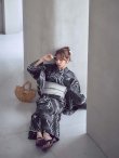 画像20: 【即日発送】モノトーン和柄柳浴衣【浴衣３点セット 浴衣/帯/下駄】[OF04] (20)