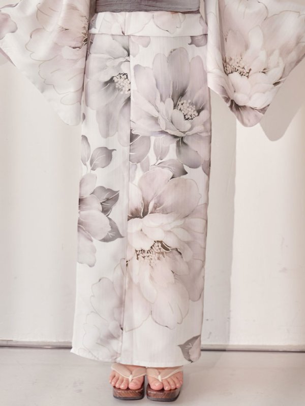 画像20: 送料無料！グレージュニュアンスピオニー浴衣【浴衣３点セット 浴衣/帯/下駄】[OF04]【予約 / 4月上旬発送予定】 (20)