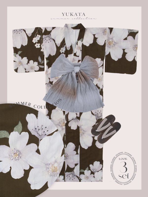 画像26: 送料無料！クラシックブラウン浴衣【浴衣３点セット 浴衣/帯/下駄】[OF04]【予約 / 4月上旬発送予定】 (26)