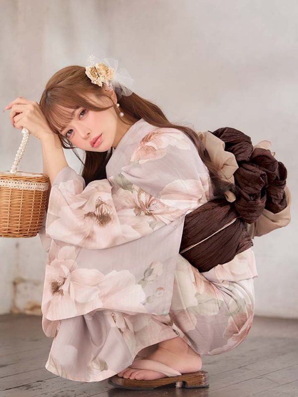 画像9: 【即日発送】送料無料！ソフトピンクブロッサム浴衣【浴衣３点セット 浴衣/帯/下駄】[OF04] (9)
