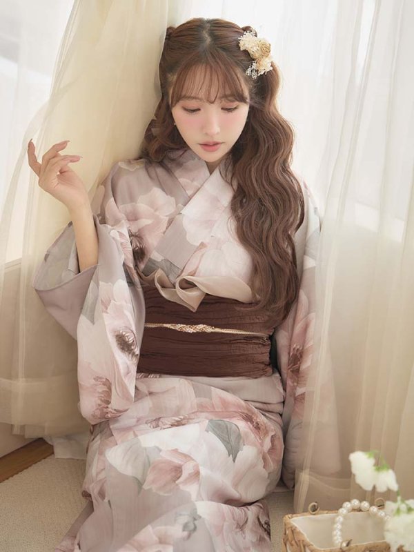 画像9: 送料無料！ソフトピンクブロッサム浴衣【浴衣３点セット 浴衣/帯/下駄】[OF04]【予約 / 4月上旬発送予定】 (9)