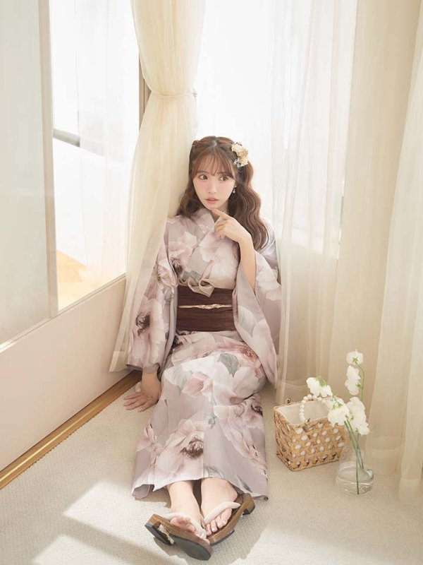 画像13: 送料無料！ソフトピンクブロッサム浴衣【浴衣３点セット 浴衣/帯/下駄】[OF04]【予約 / 4月上旬発送予定】 (13)