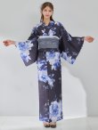画像4: 【即日発送】大人ネイビー牡丹浴衣【浴衣３点セット 浴衣/帯/下駄】[OF04] (4)