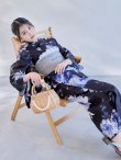 画像5: 【即日発送】大人ネイビー牡丹浴衣【浴衣３点セット 浴衣/帯/下駄】[OF04] (5)
