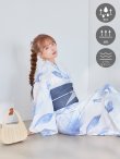 画像3: 【即日発送】送料無料！凛と咲く清涼蒼花浴衣【浴衣３点セット 浴衣/帯/下駄】[OF04] (3)