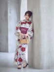 画像17: 【即日発送】紅白牡丹百合柄浴衣【浴衣３点セット 浴衣/帯/下駄】[OF04] (17)