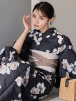 画像14: 送料無料！【即日発送】フローラルブラック浴衣【浴衣３点セット 浴衣/帯/下駄】[OF04] (14)