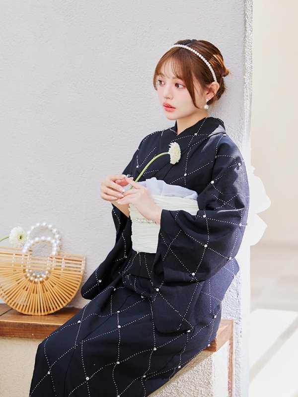 画像17: 【即日発送】セパレートアーガイルビジュー浴衣【浴衣4点セット 浴衣/帯/下駄】[OF04] (17)