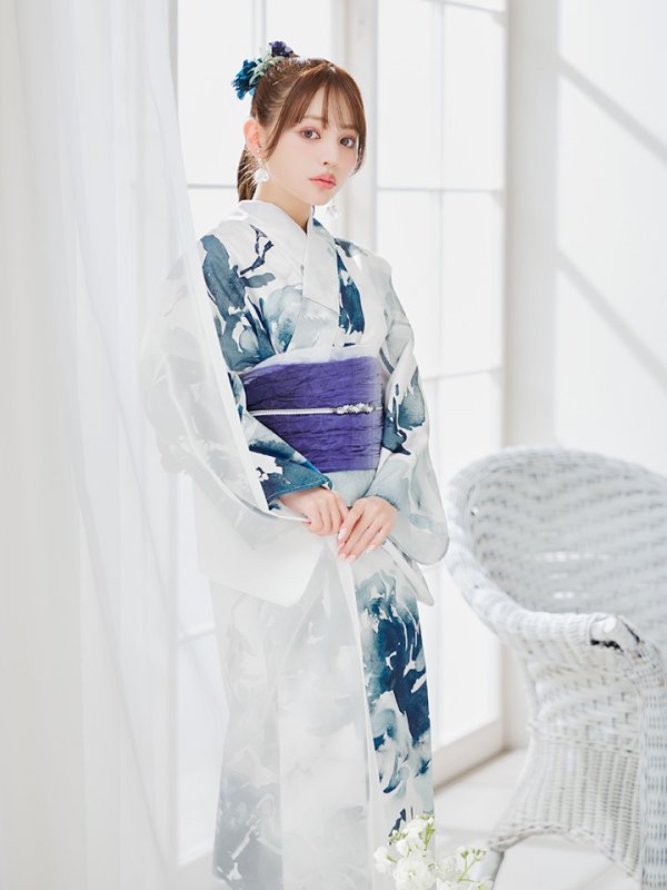 画像11: 【即日発送】セパレートグラデーションブルーグリーン浴衣  【浴衣4点セット 浴衣/帯/下駄】[YMT] (11)