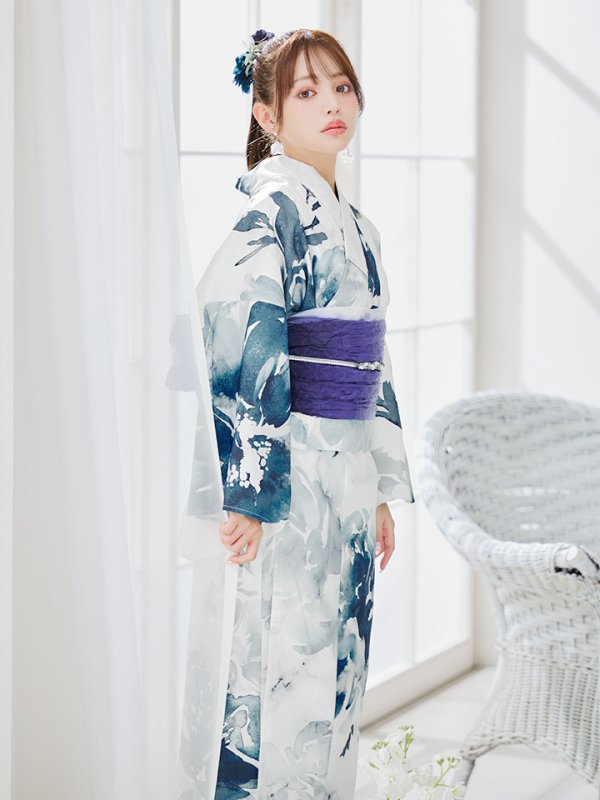 画像12: 【即日発送】セパレートグラデーションブルーグリーン浴衣  【浴衣4点セット 浴衣/帯/下駄】[YMT] (12)