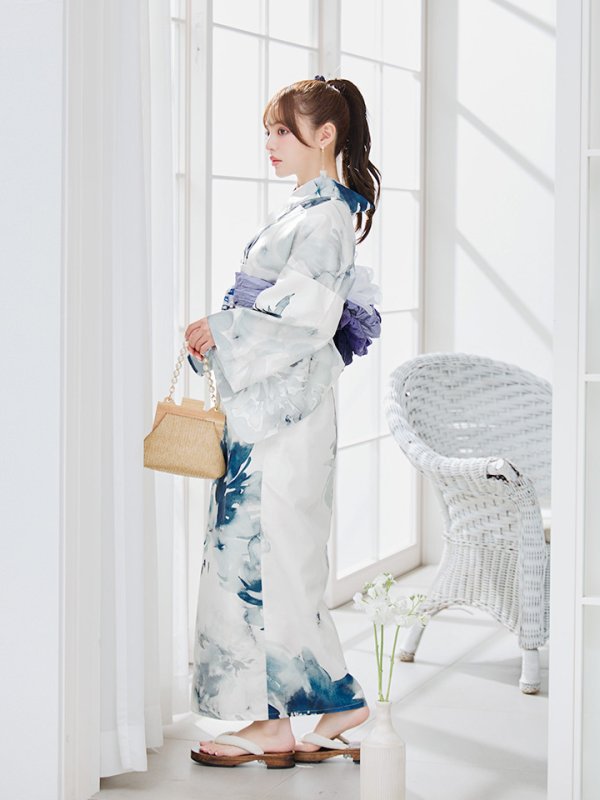 画像14: 【即日発送】セパレートグラデーションブルーグリーン浴衣  【浴衣4点セット 浴衣/帯/下駄】[YMT] (14)