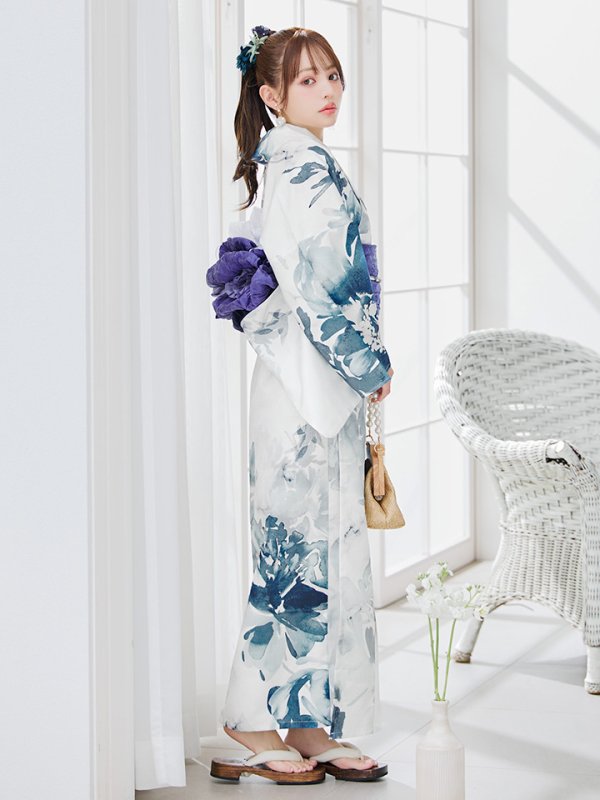 画像15: 【即日発送】セパレートグラデーションブルーグリーン浴衣  【浴衣4点セット 浴衣/帯/下駄】[YMT] (15)