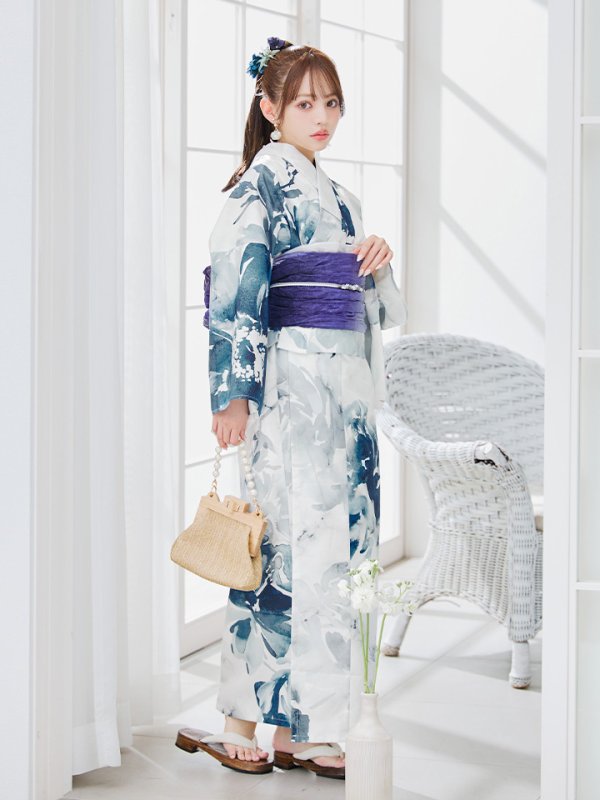 画像16: 【即日発送】セパレートグラデーションブルーグリーン浴衣  【浴衣4点セット 浴衣/帯/下駄】[YMT] (16)