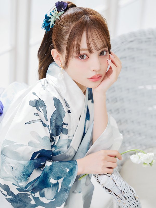 画像5: 【即日発送】セパレートグラデーションブルーグリーン浴衣  【浴衣4点セット 浴衣/帯/下駄】[YMT] (5)