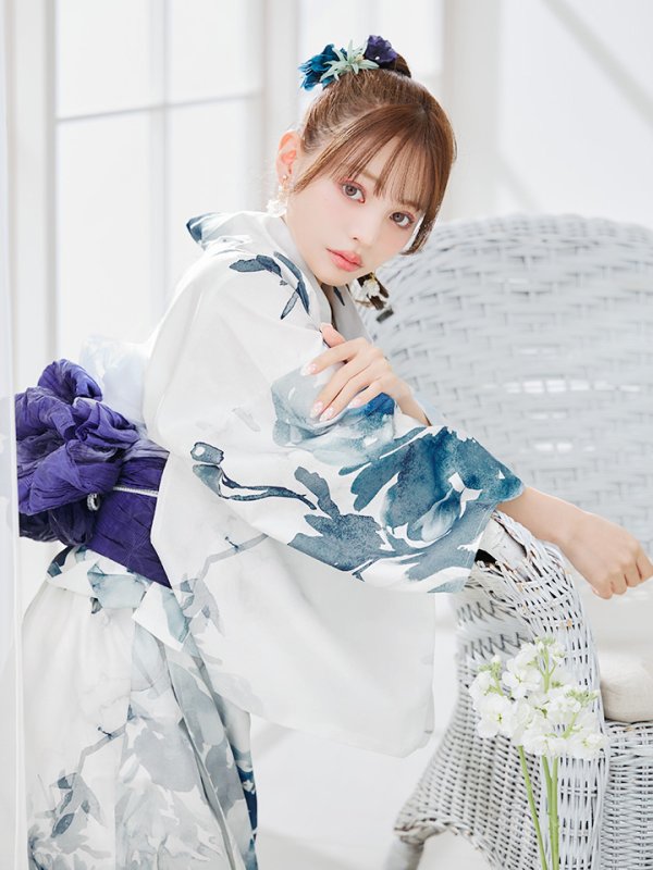 画像6: 【即日発送】セパレートグラデーションブルーグリーン浴衣  【浴衣4点セット 浴衣/帯/下駄】[YMT] (6)