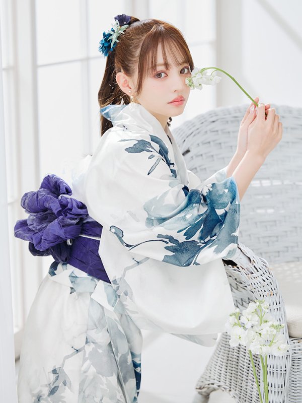 画像8: 【即日発送】セパレートグラデーションブルーグリーン浴衣  【浴衣4点セット 浴衣/帯/下駄】[YMT] (8)