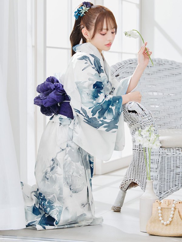 画像9: 【即日発送】セパレートグラデーションブルーグリーン浴衣  【浴衣4点セット 浴衣/帯/下駄】[YMT] (9)