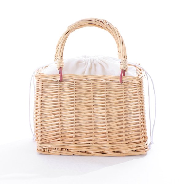 画像3: パール付きラタン編み台形カゴバッグ[YMT] (3)