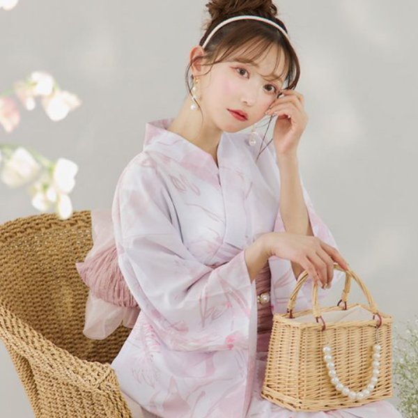 画像7: パール付きラタン編み台形カゴバッグ[YMT] (7)