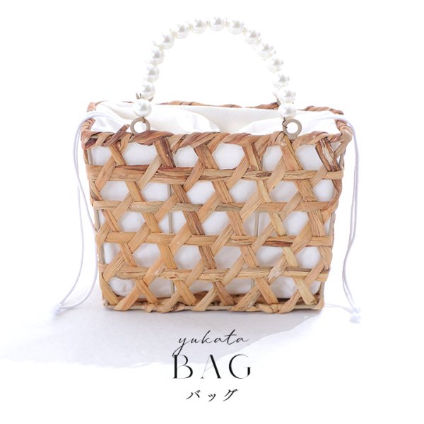 画像1: パールハンドル八つ編み台形カゴバッグ[OF03] (1)