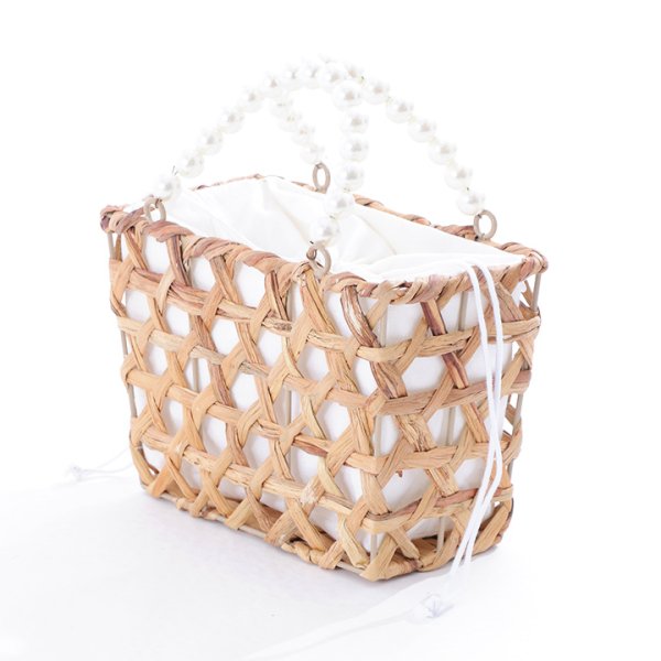 画像3: パールハンドル八つ編み台形カゴバッグ[OF03] (3)