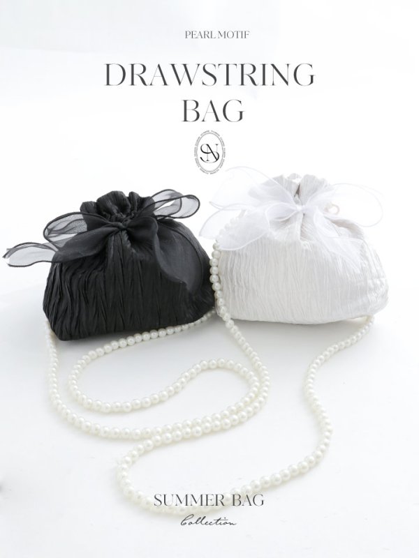 画像2: リボン付きショルダー巾着 ミニバッグ  2カラー[OF01] (2)