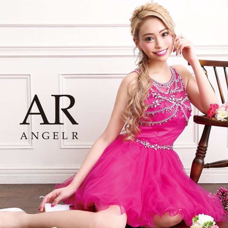 高級ドレスセール】【Angel R/エンジェルアール】ビジュー /バックシアー / フレア/ キャバドレス